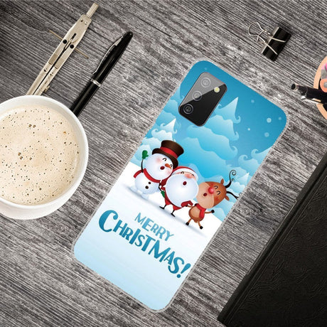 Samsung Galaxy A03s Fleksibelt Plast Julecover - Merry Christmas - Julemand & Venner