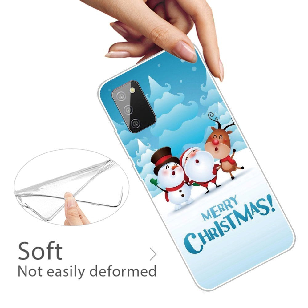 Samsung Galaxy A03s Fleksibelt Plast Julecover - Merry Christmas - Julemand & Venner