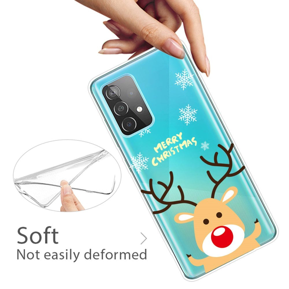 Samsung Galaxy A72 5G / 4G Fleksibelt Plast Julecover - Merry Christmas - Rudolf