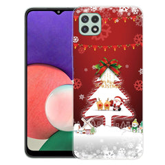 Samsung Galaxy A22 (5G) Fleksibelt Plast Julecover - Merry Christmas - Juletræ & Snefnug
