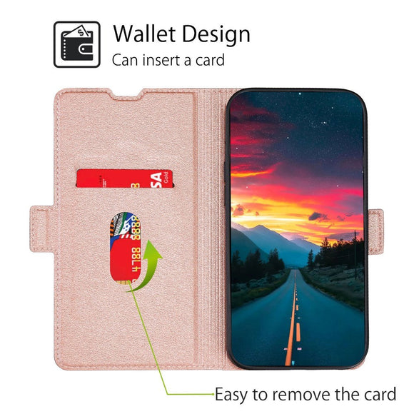 Samsung Galaxy S22 Thin Læder Cover m. Pung - Rose Gold