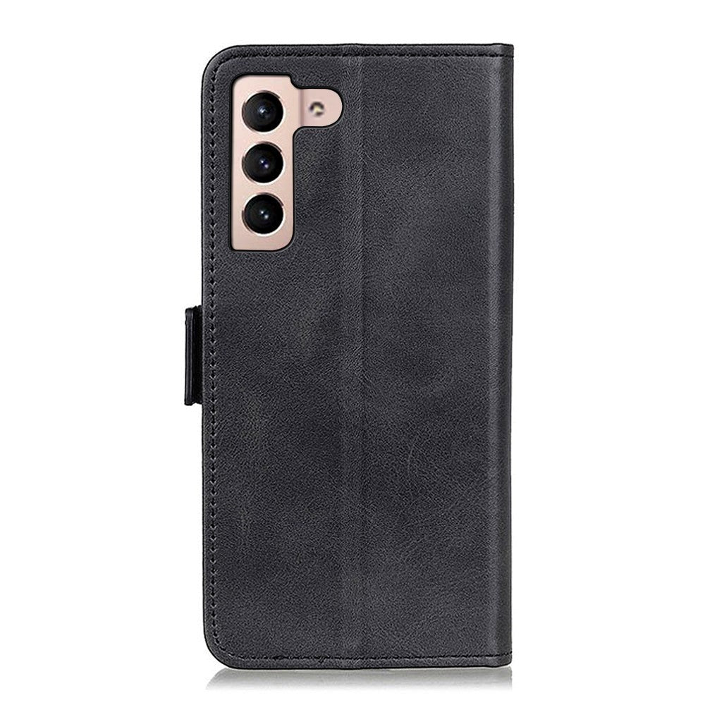 Samsung Galaxy S22 Blødt Læder Cover m. Pung - Sort