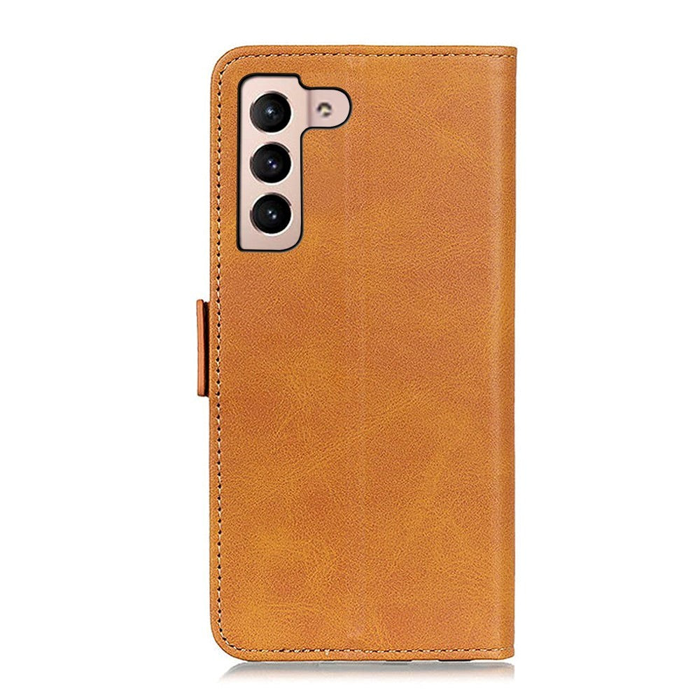 Samsung Galaxy S22 Blødt Læder Cover m. Pung - Brun