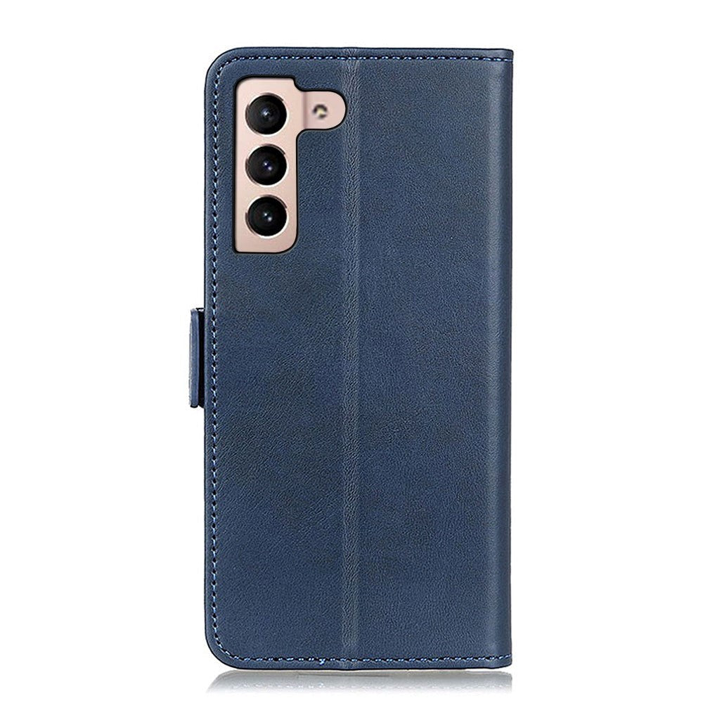Samsung Galaxy S22 Blødt Læder Cover m. Pung - Blå