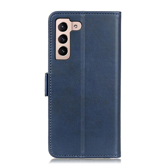Samsung Galaxy S22 Blødt Læder Cover m. Pung - Blå