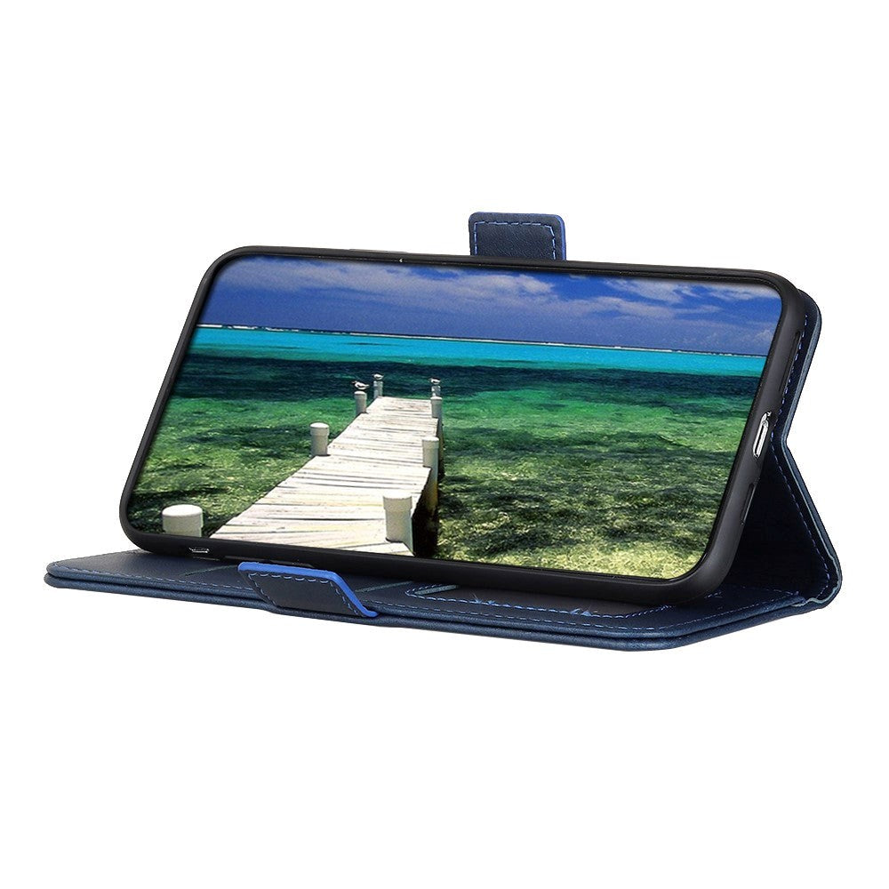 Samsung Galaxy S22 Blødt Læder Cover m. Pung - Blå