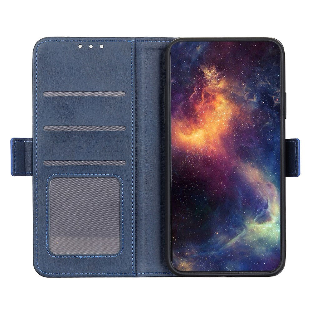Samsung Galaxy S22 Blødt Læder Cover m. Pung - Blå