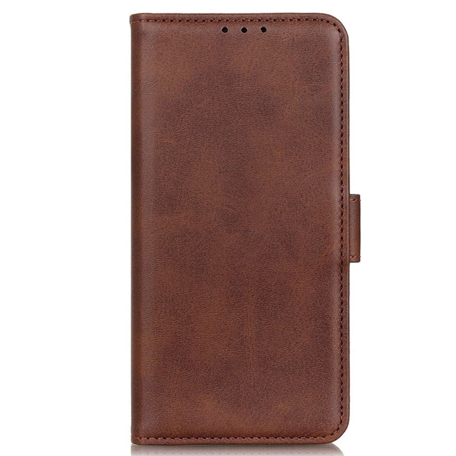 Samsung Galaxy S22 Blødt Læder Cover m. Pung - Mørkbrun