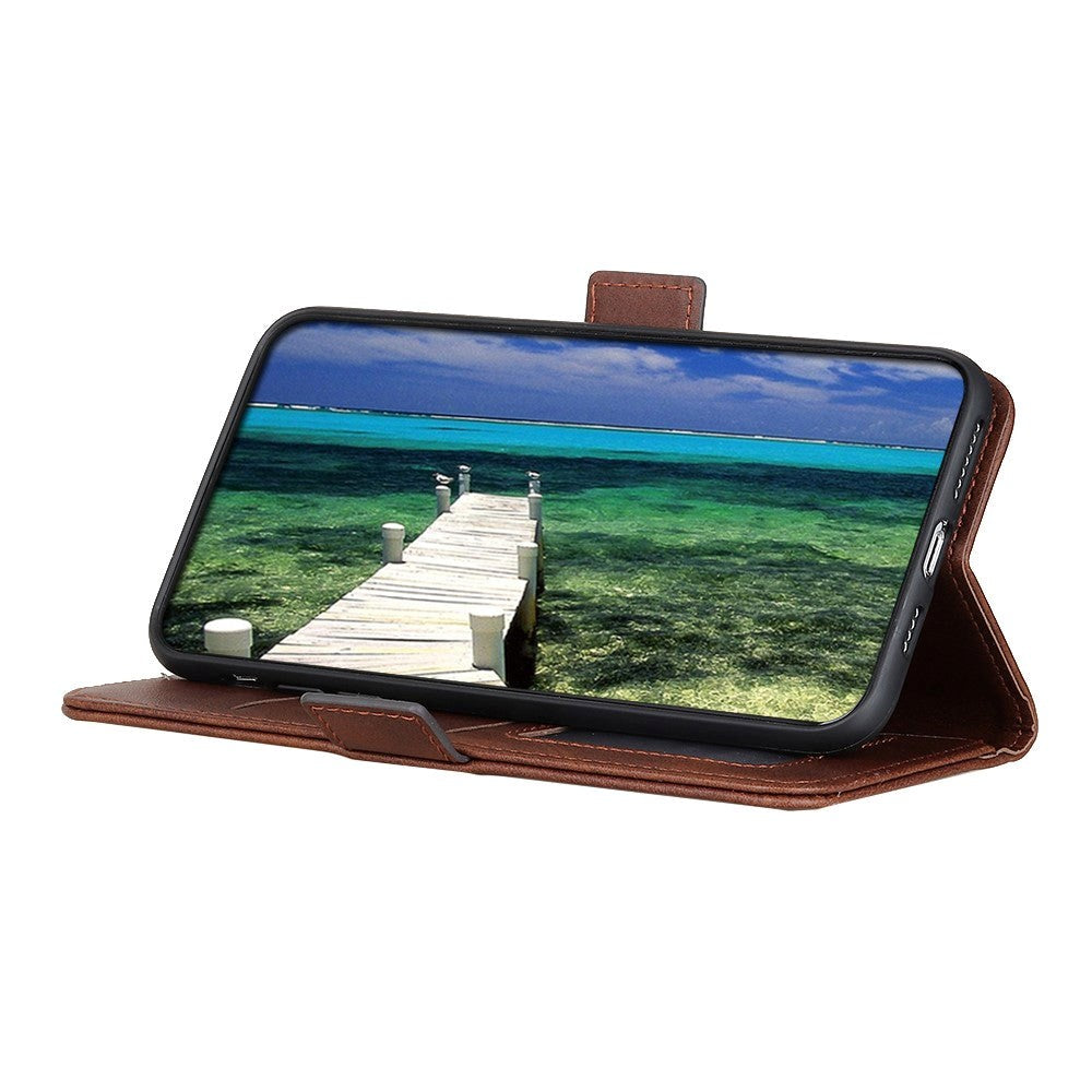 Samsung Galaxy S22 Blødt Læder Cover m. Pung - Mørkbrun