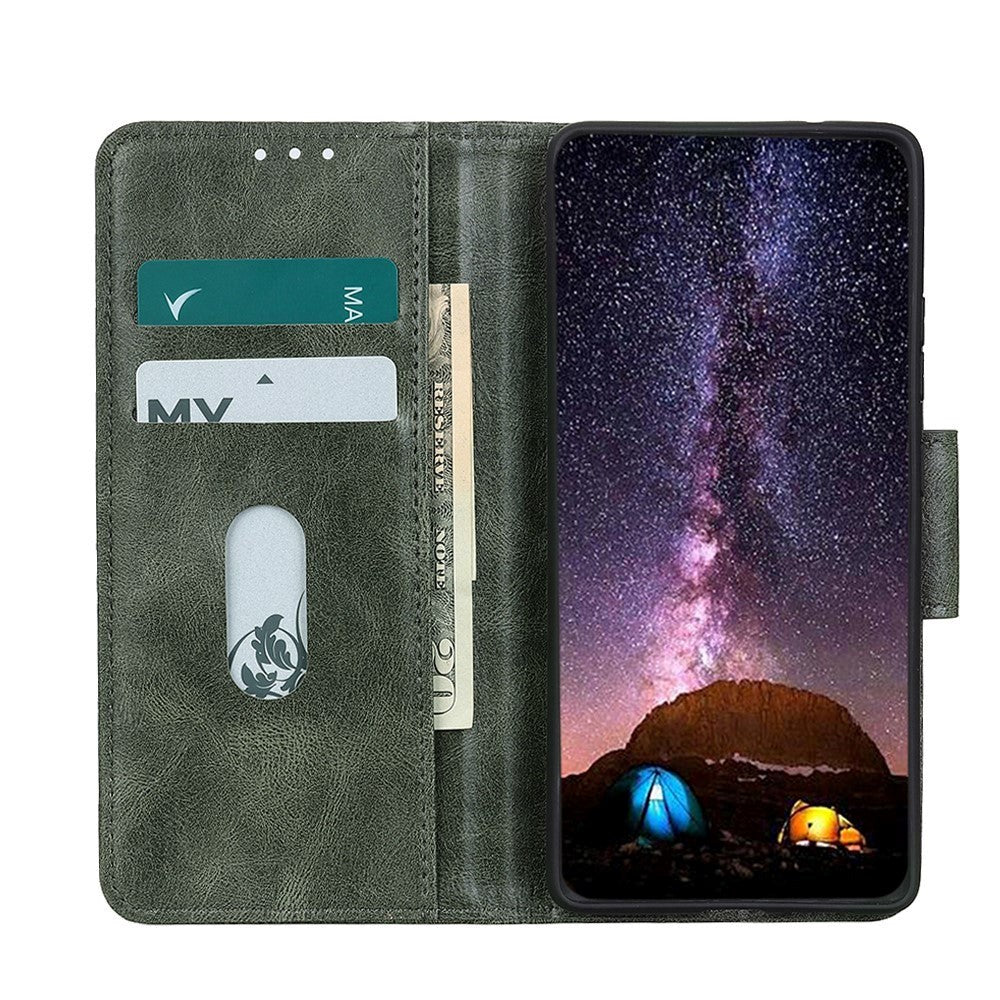 Samsung Galaxy S22 Vintage Horse Texture Læder Cover m. Pung - Grøn
