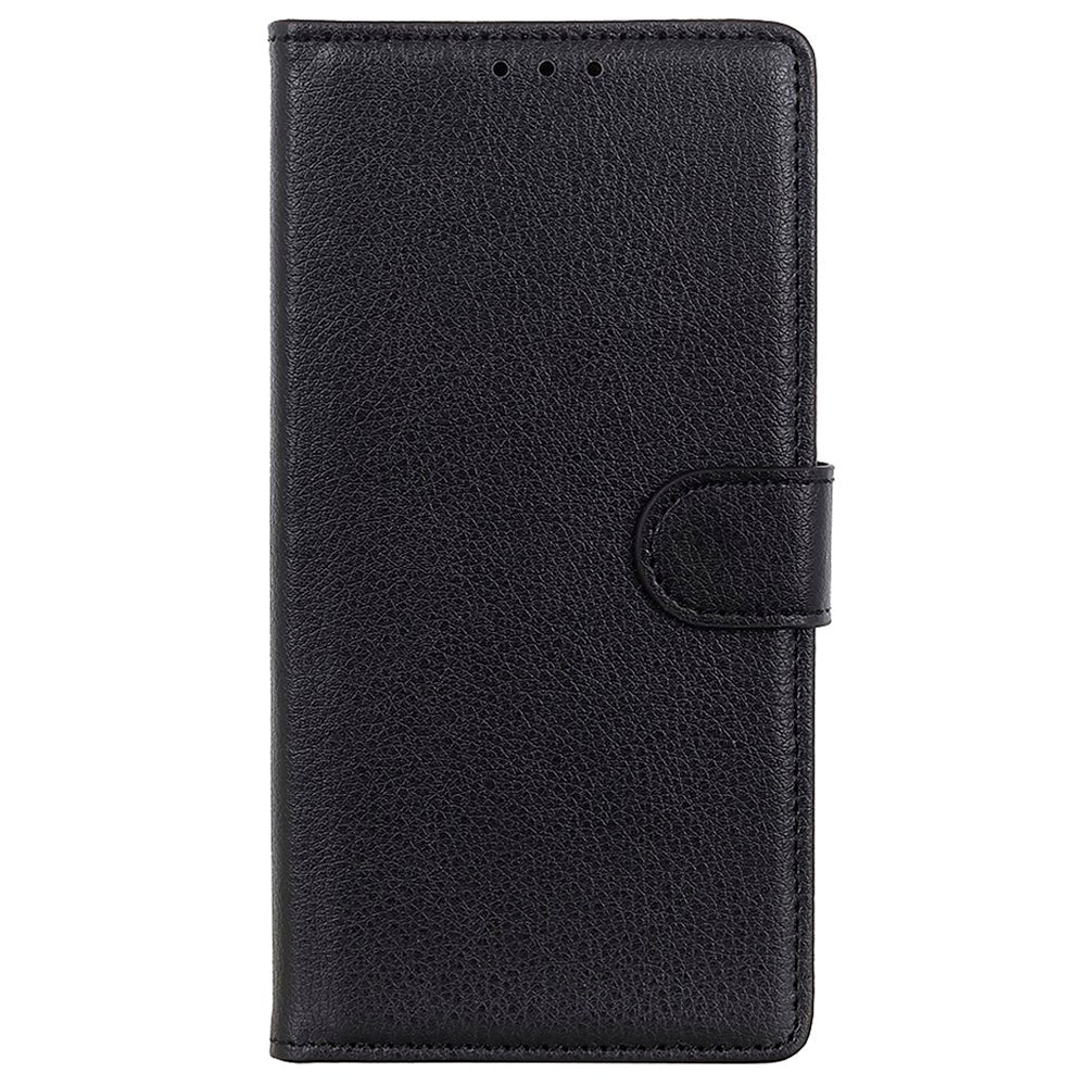 Samsung Galaxy S22 Ultra Litchi Læder Cover m. Pung - Sort
