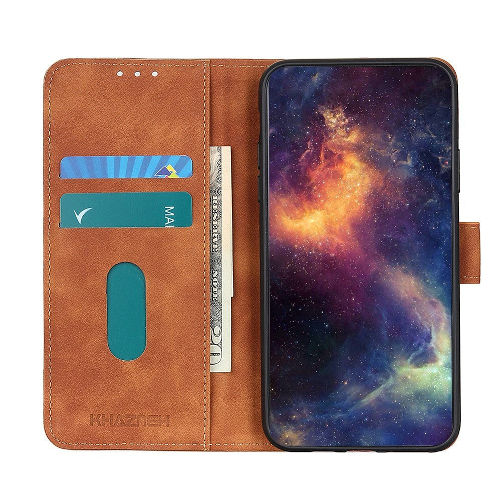 Samsung Galaxy S22 Khazneh Retro Læder Cover m. Pung - Brun