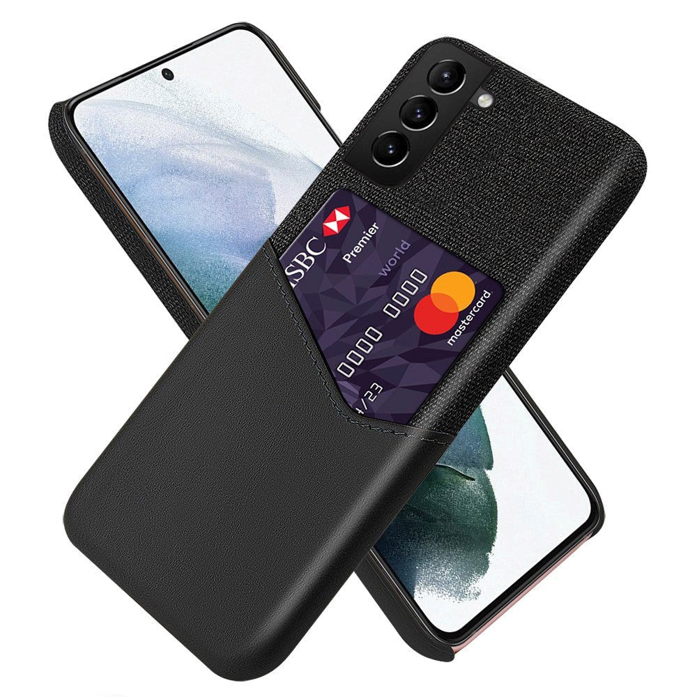 Samsung Galaxy S22 Læder & Tekstil Cover m. Kortlomme - Sort