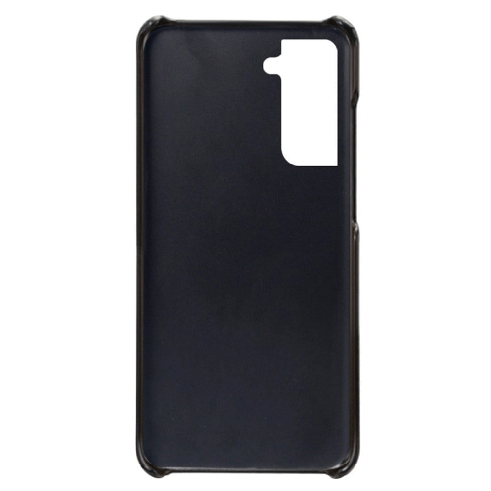 Samsung Galaxy S22 Læderbelagt Plastik Cover m. Kortlommer - Sort