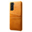 Samsung Galaxy S22 Læderbelagt Plastik Cover m. Kortlommer - Orange