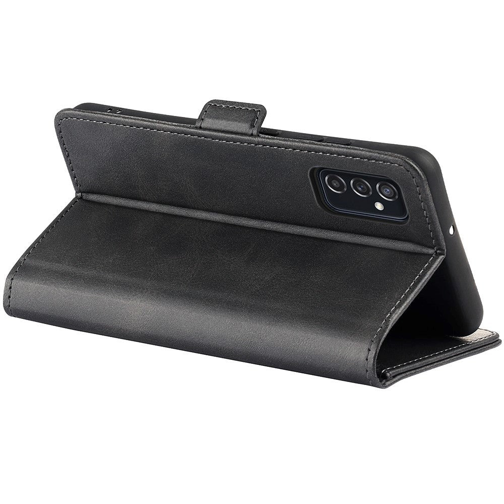 Samsung Galaxy M52 (5G) Blødt Læder Cover m. Pung - Sort