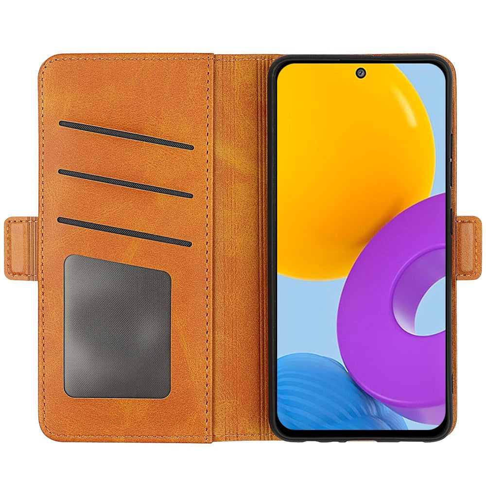 Samsung Galaxy M52 (5G) Blødt Læder Cover m. Pung - Brun