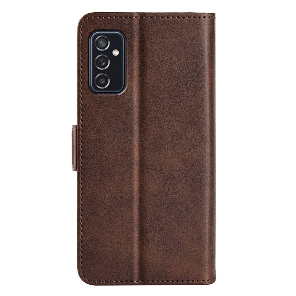 Samsung Galaxy M52 (5G) Blødt Læder Cover m. Pung - Mørkbrun