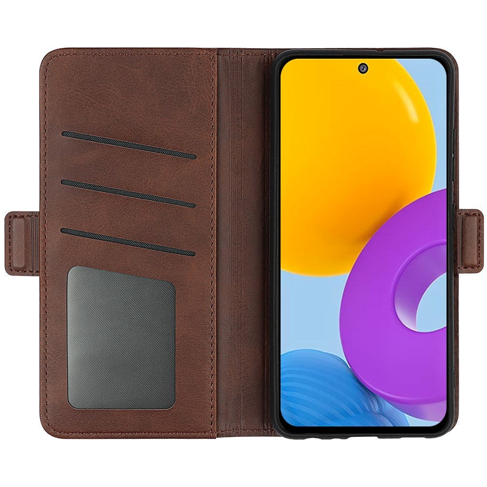 Samsung Galaxy M52 (5G) Blødt Læder Cover m. Pung - Mørkbrun