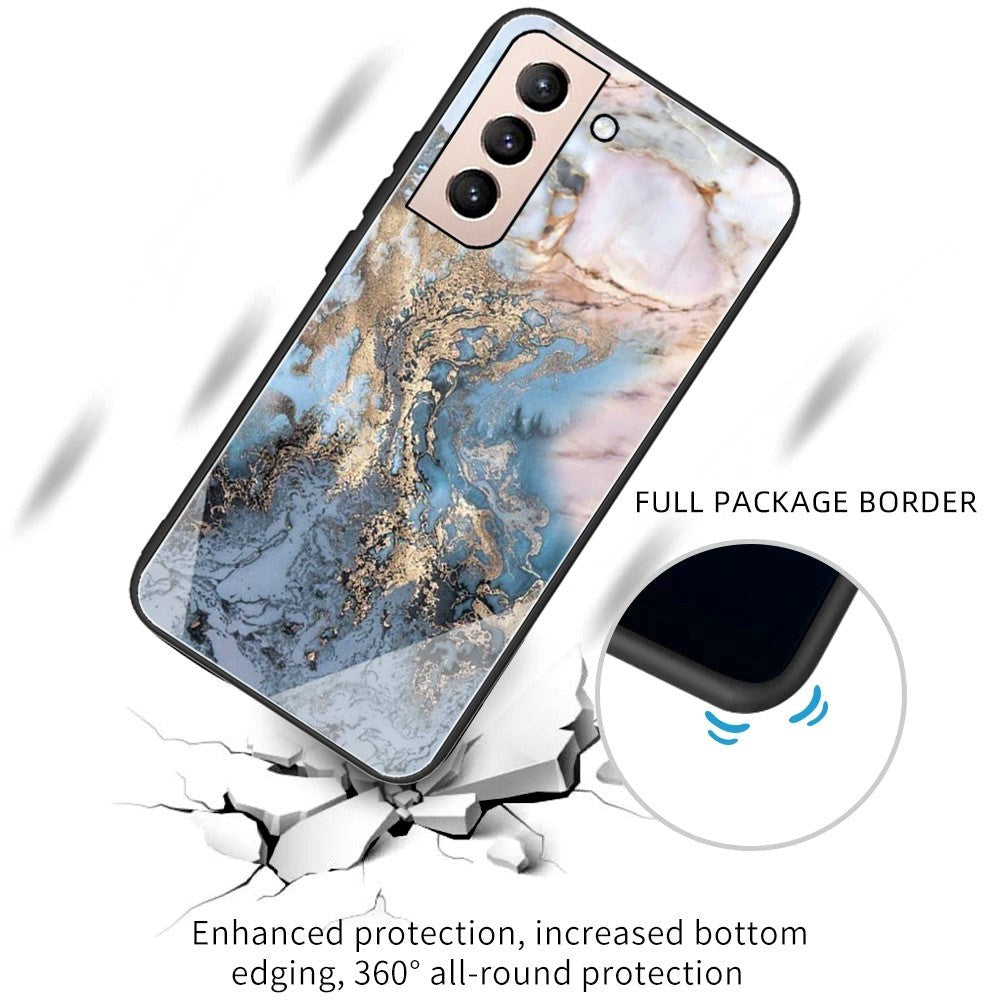 Samsung Galaxy S22 Plastik Cover m. Glasbagside - Marmor