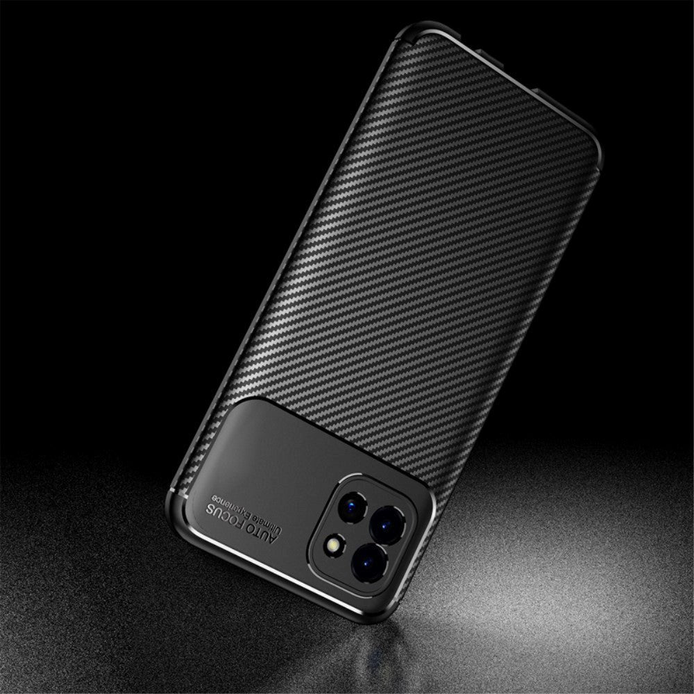 Samsung Galaxy A03 Carbon Fiber Fleksibelt Plastik Cover - Sort