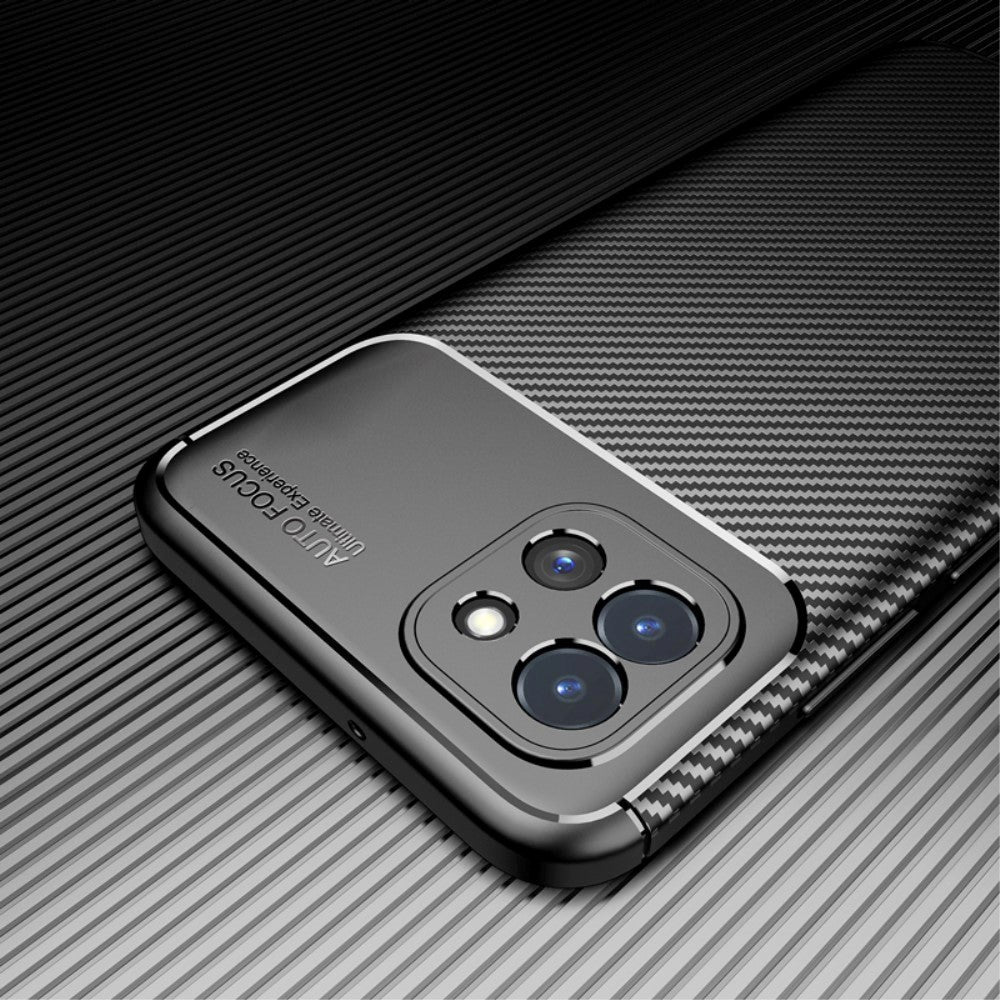 Samsung Galaxy A03 Carbon Fiber Fleksibelt Plastik Cover - Sort