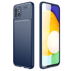 Samsung Galaxy A03 Carbon Fiber Fleksibelt Plastik Cover - Blå