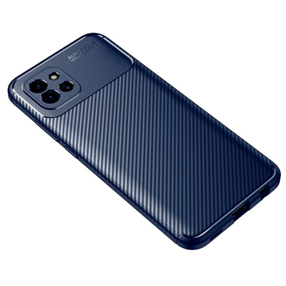 Samsung Galaxy A03 Carbon Fiber Fleksibelt Plastik Cover - Blå