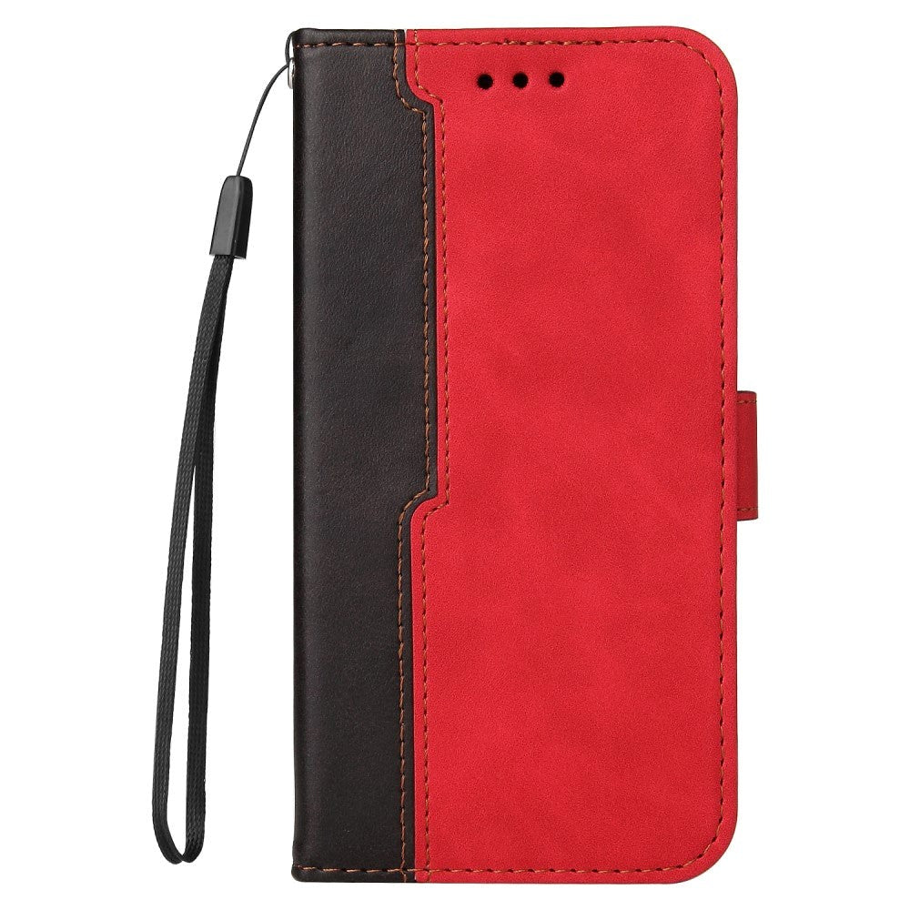 Samsung Galaxy M52 (5G) To-Farvet Læder Cover m. Pung - Rød / Sort