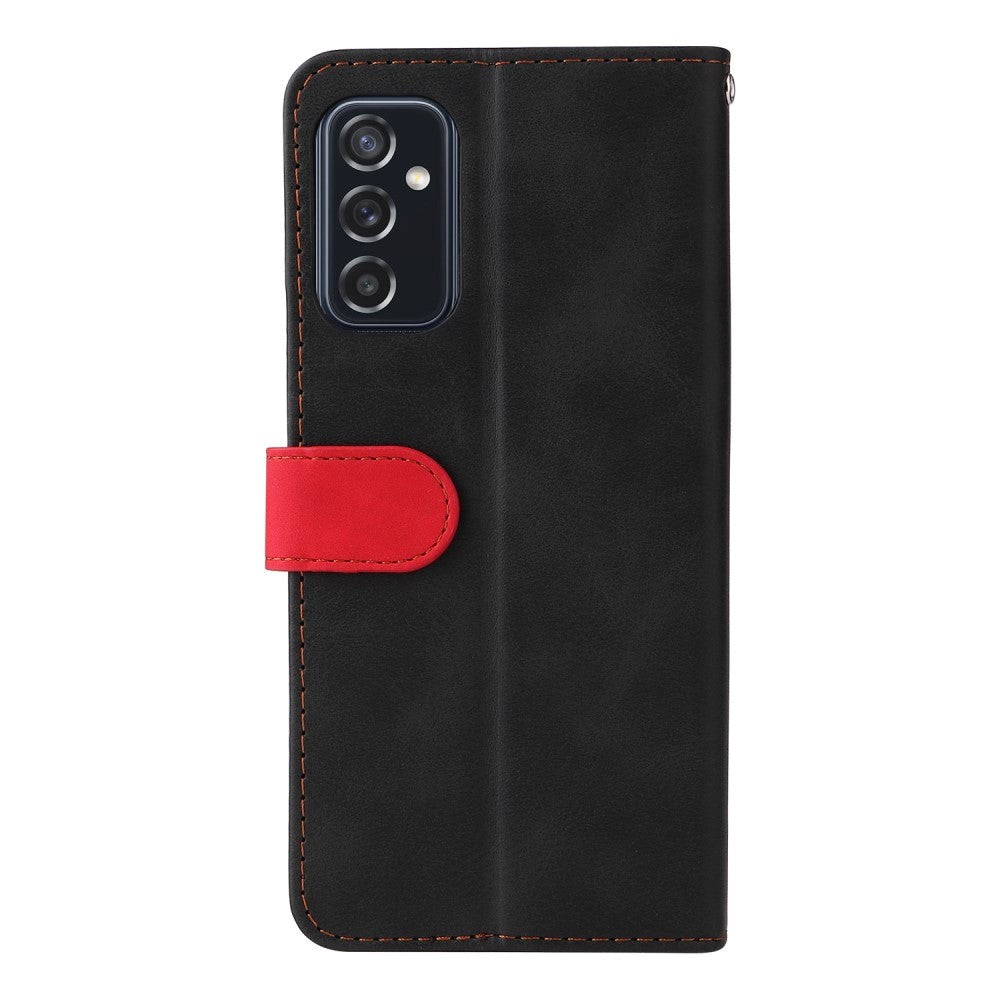 Samsung Galaxy M52 (5G) To-Farvet Læder Cover m. Pung - Rød / Sort