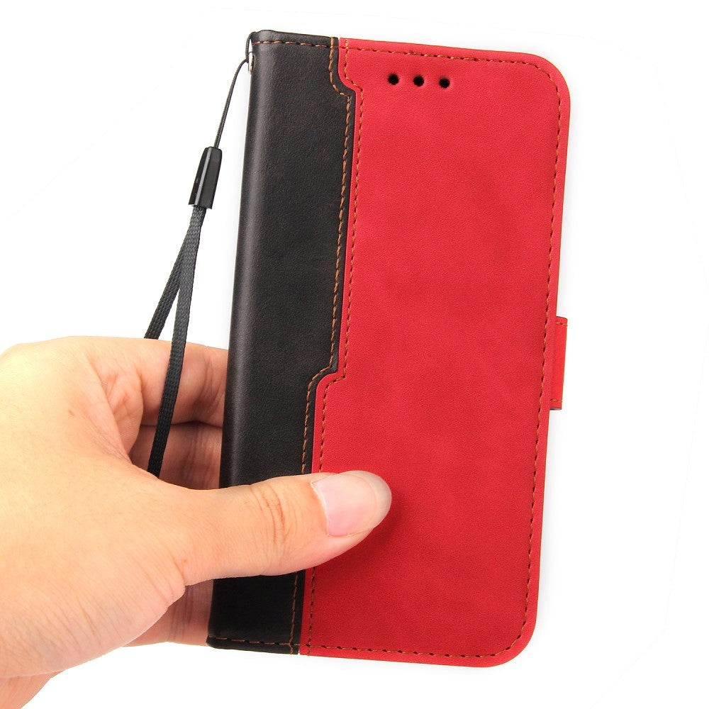 Samsung Galaxy M52 (5G) To-Farvet Læder Cover m. Pung - Rød / Sort