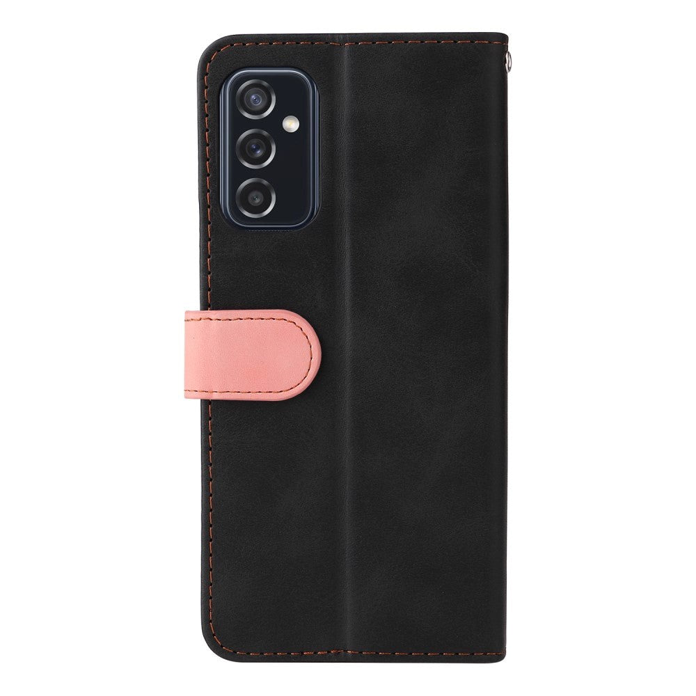 Samsung Galaxy M52 (5G) To-Farvet Læder Cover m. Pung - Lyserød / Sort