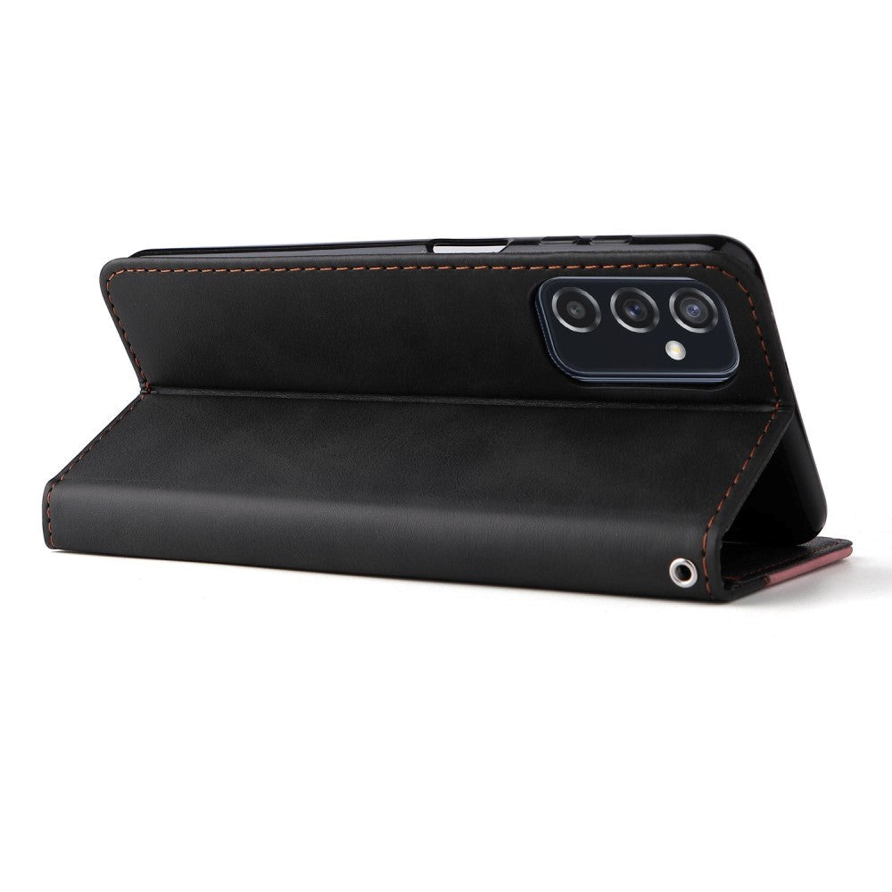 Samsung Galaxy M52 (5G) To-Farvet Læder Cover m. Pung - Lyserød / Sort