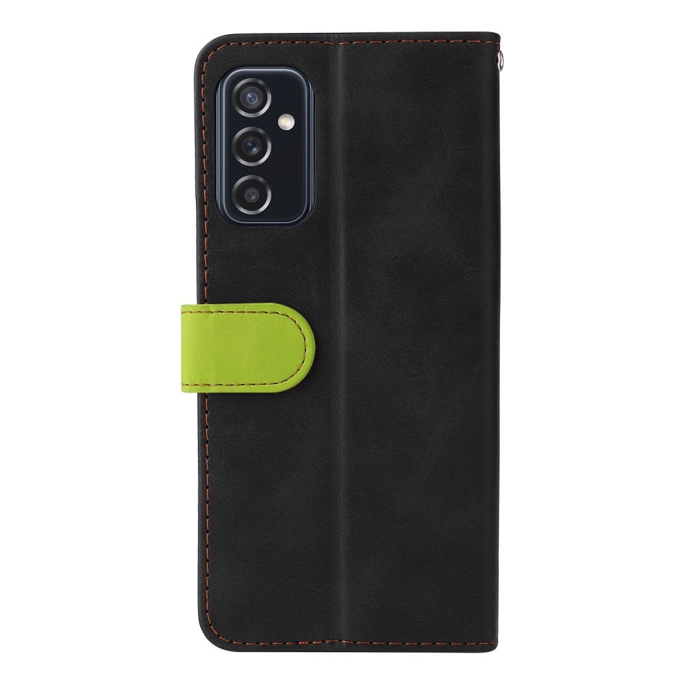 Samsung Galaxy M52 (5G) To-Farvet Læder Cover m. Pung - Grøn / Sort