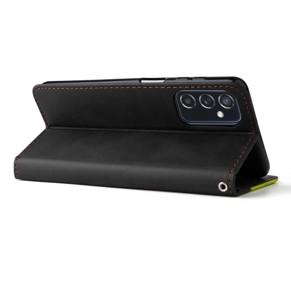Samsung Galaxy M52 (5G) To-Farvet Læder Cover m. Pung - Grøn / Sort