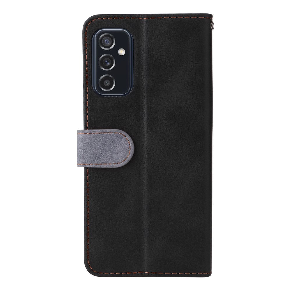 Samsung Galaxy M52 (5G) To-Farvet Læder Cover m. Pung - Grå / Sort
