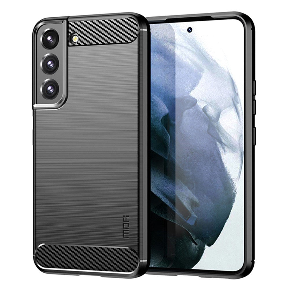 Samsung Galaxy S22+ (Plus) MOFI Brushed Carbon Fiber Fleksibelt Plastik Cover - Sort