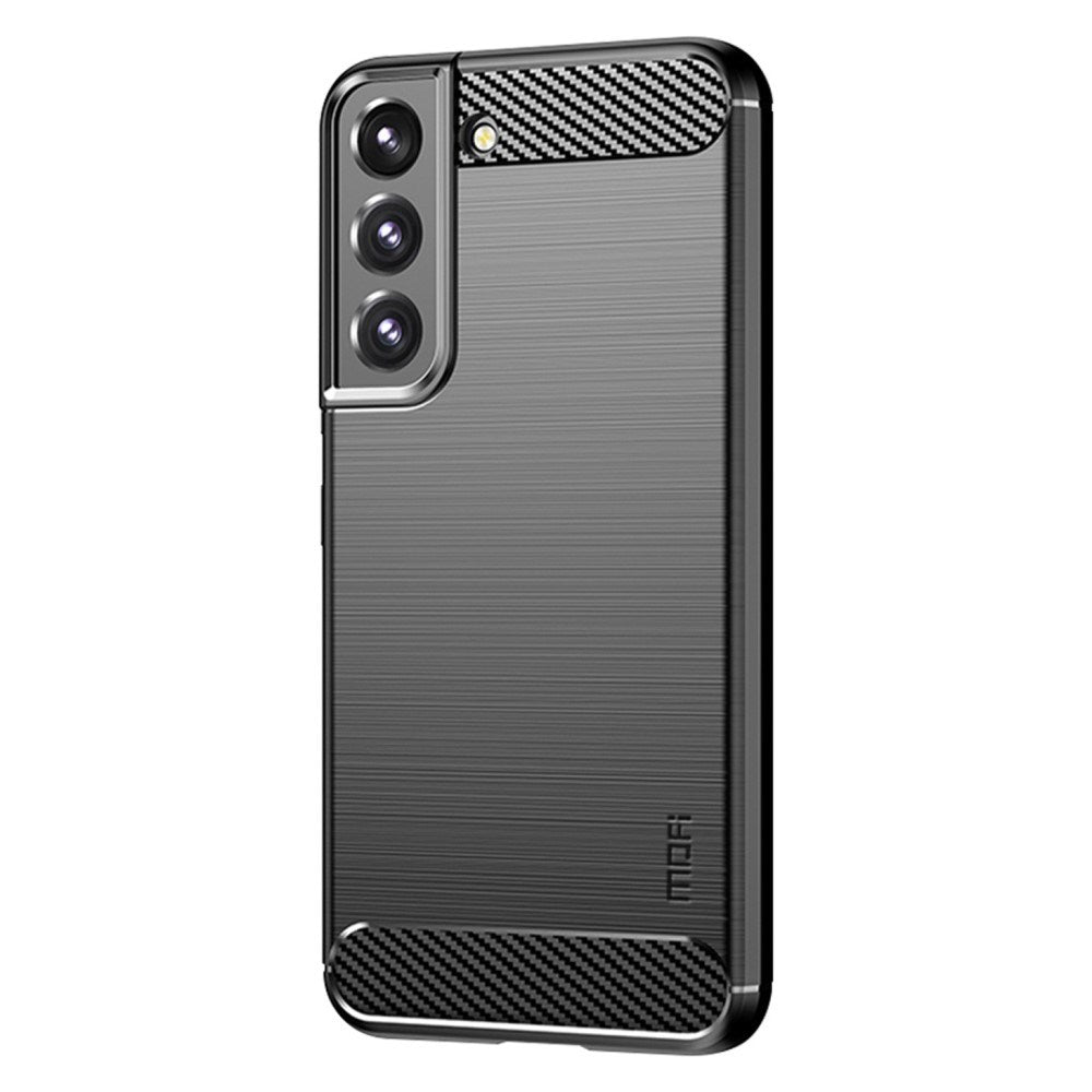 Samsung Galaxy S22+ (Plus) MOFI Brushed Carbon Fiber Fleksibelt Plastik Cover - Sort