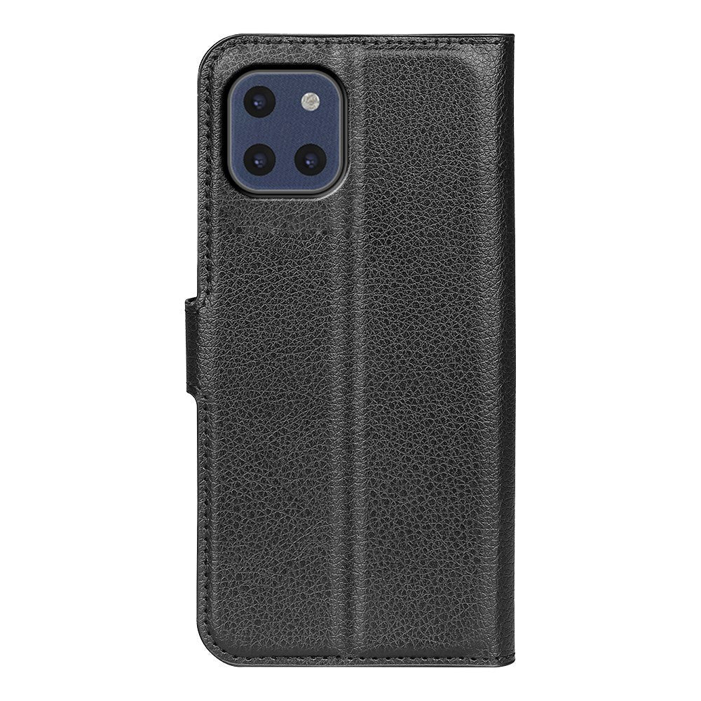 Samsung Galaxy A03 Litchi Læder Cover m. Pung - Sort