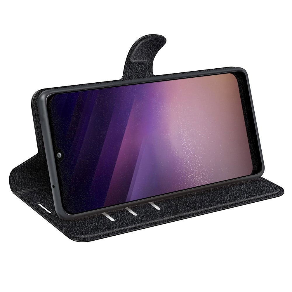 Samsung Galaxy A03 Litchi Læder Cover m. Pung - Sort