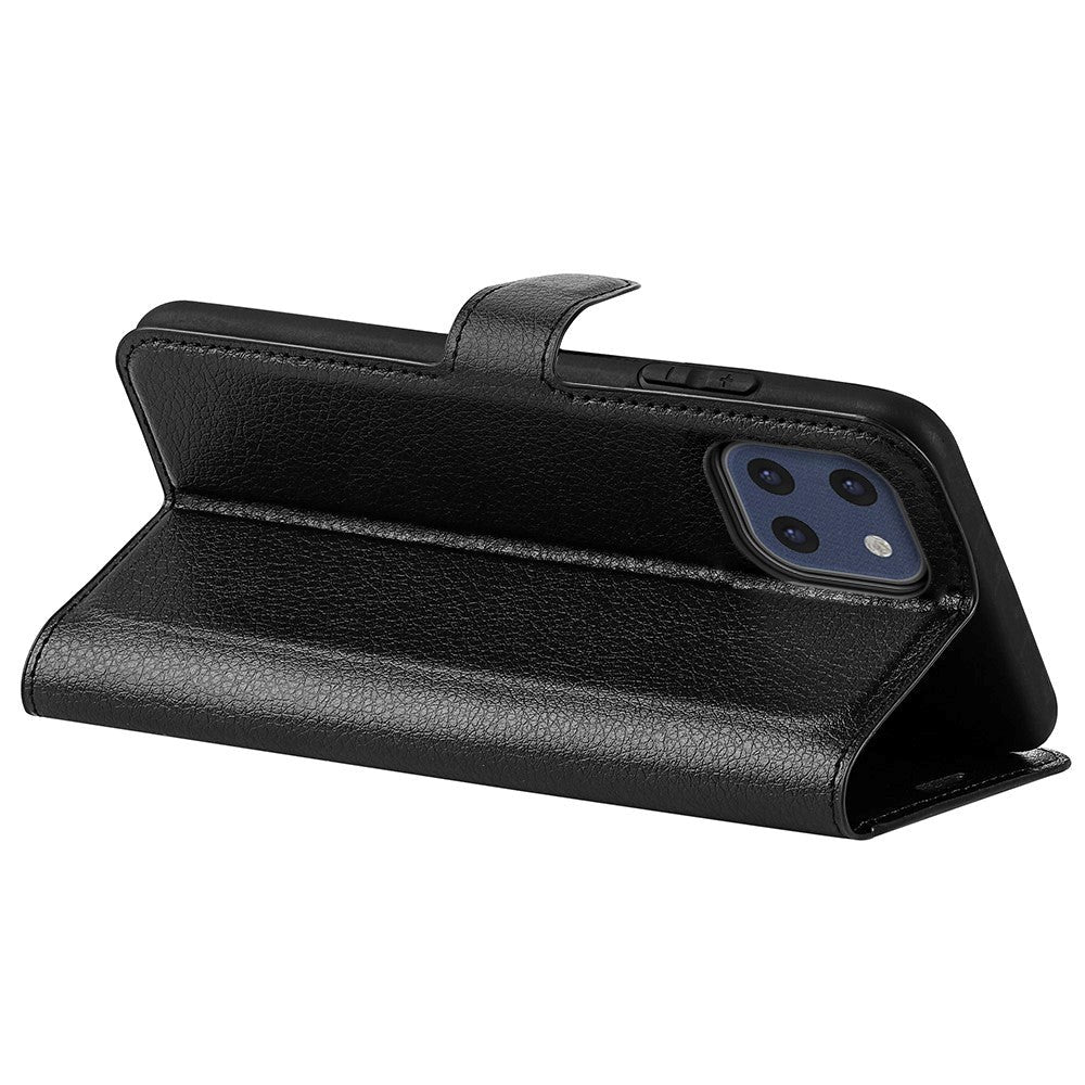 Samsung Galaxy A03 Litchi Læder Cover m. Pung - Sort