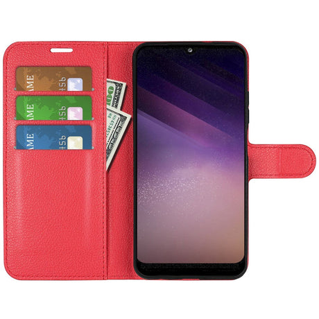 Samsung Galaxy A03 Litchi Læder Cover m. Pung - Rød