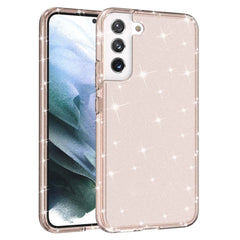 Samsung Galaxy S22 Hybrid Plastik Cover Gennemsigtig - Rose Gold Glitter