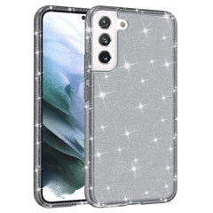 Samsung Galaxy S22 Hybrid Plastik Cover Gennemsigtig - Sort Glitter