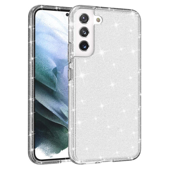 Samsung Galaxy S22 Hybrid Plastik Cover Gennemsigtig - Transparent Glitter