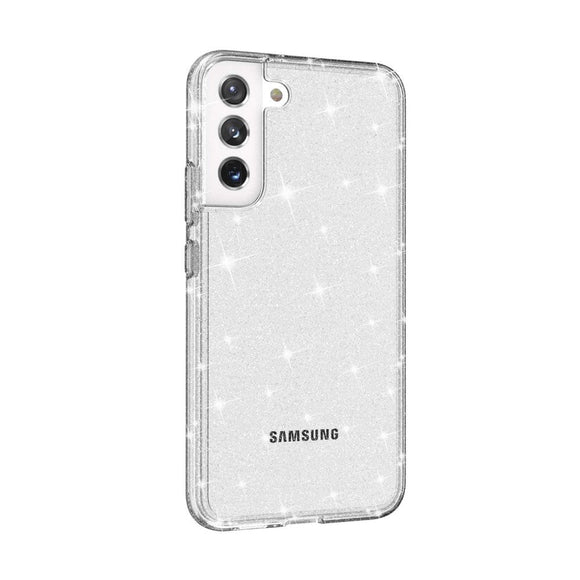 Samsung Galaxy S22 Hybrid Plastik Cover Gennemsigtig - Transparent Glitter