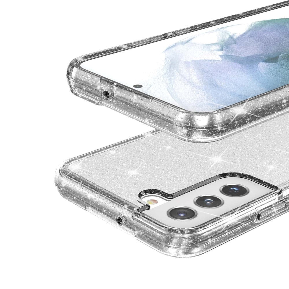 Samsung Galaxy S22 Hybrid Plastik Cover Gennemsigtig - Transparent Glitter