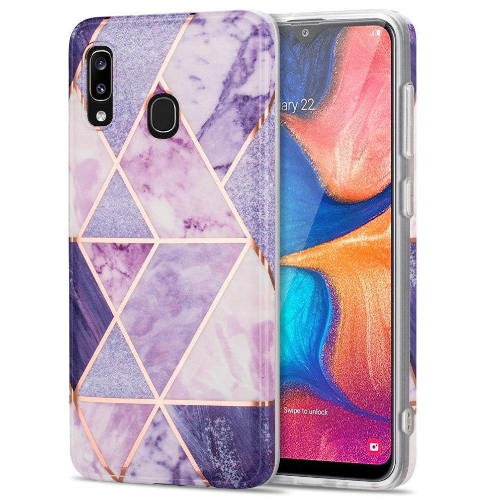 Samsung Galaxy A30 Fleksibelt Plastik Cover - Lilla Marmor