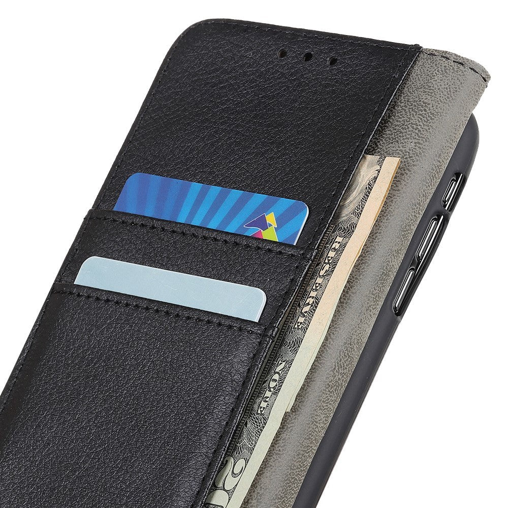 Samsung Galaxy A13 (4G) Litchi Læder Flip Cover m. Pung - Sort