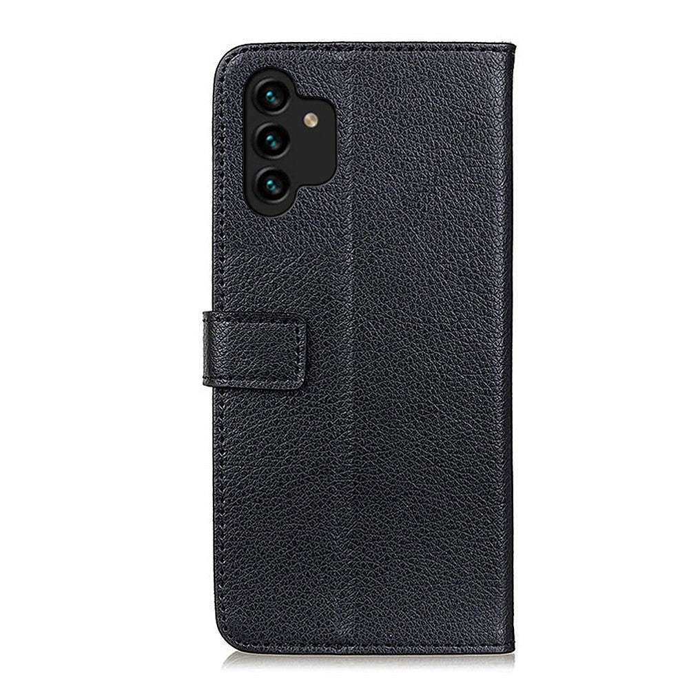 Samsung Galaxy A13 (4G) Litchi Læder Flip Cover m. Pung - Sort